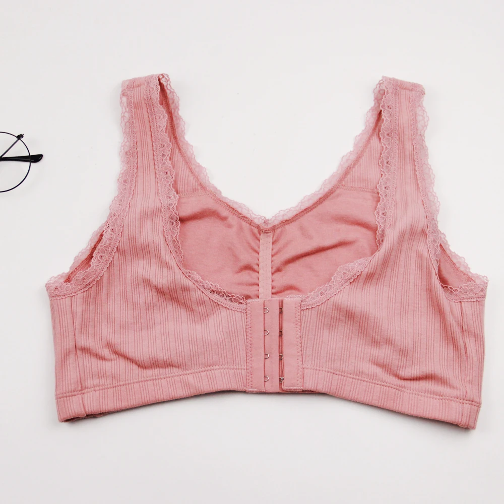 Breathable Women Post Surgery Bra Plus Size Big Breast Wirefree Pocket Bra Soft Mastectomy Bra