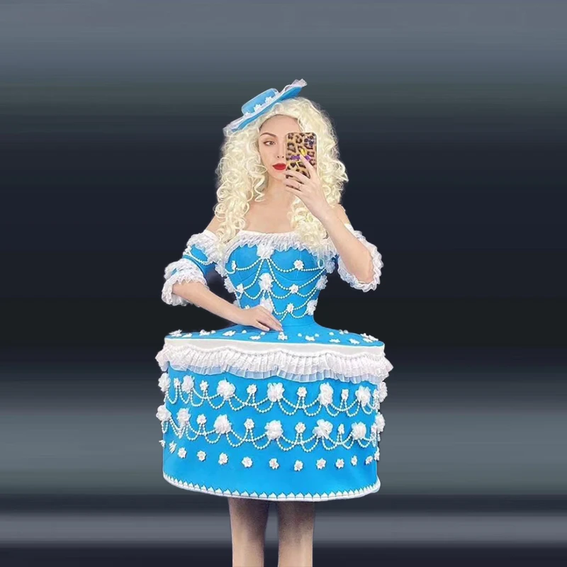 NOVANCE Y2042 Новый трендовый продукт 2022 синие вышитые бисером кружевные отделки капкейк платье Симпатичные жемчужные цветы одежда для представлений парка развлечений