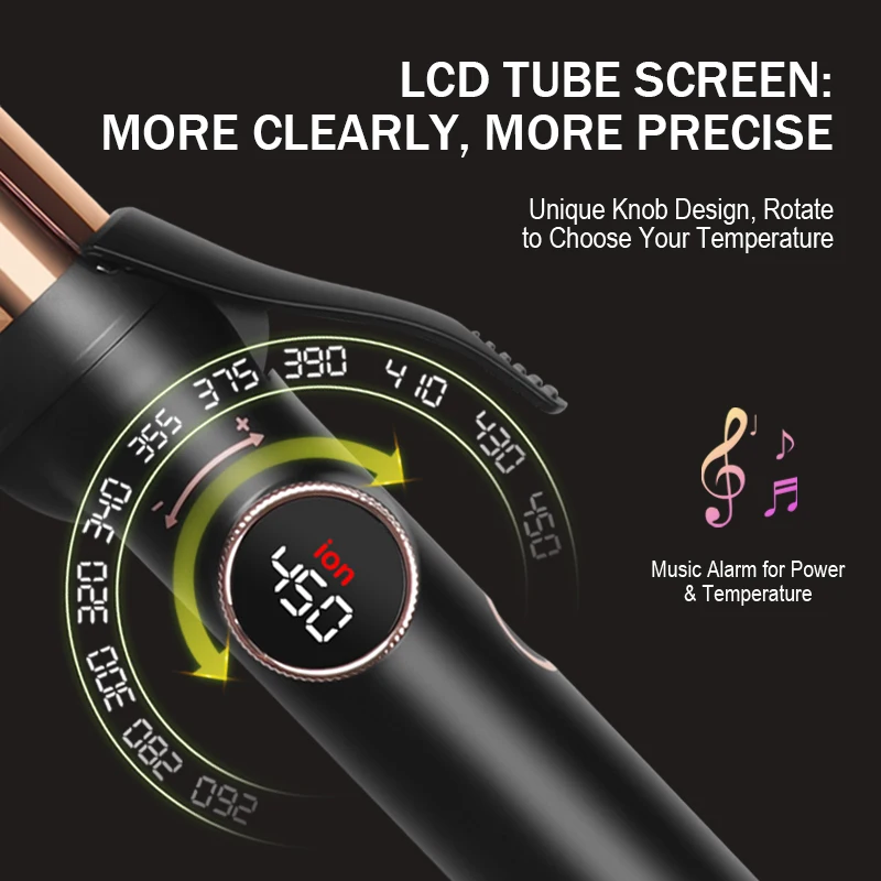 2023 New Ionic Ceramic Digital LCD Hair Wand Curling Iron