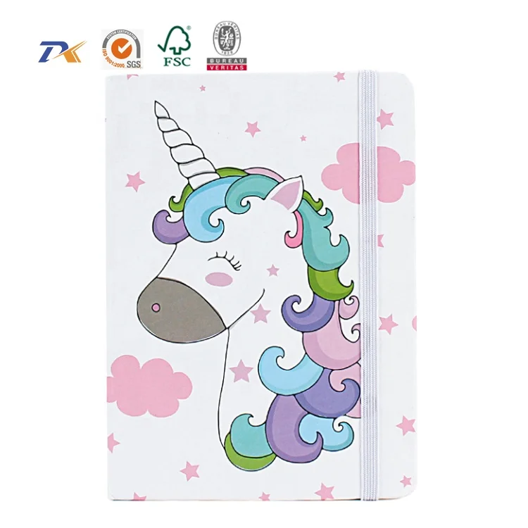 
2020 new design hard cover elastic band notebook good quality notebook A5 A6 A7 fashionable unicorn notebook 