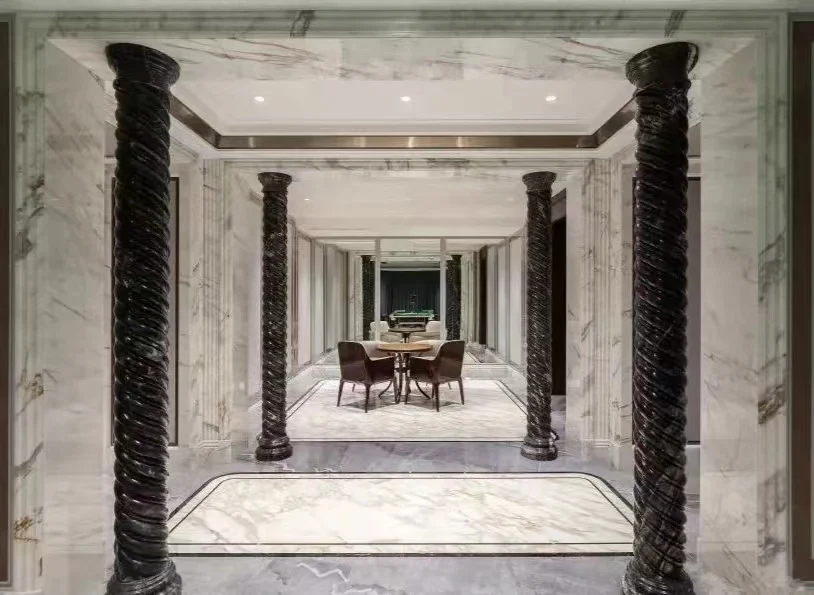 whole sale artificial stone faux Calacatta white marble price cut to size stairs flooring tiels