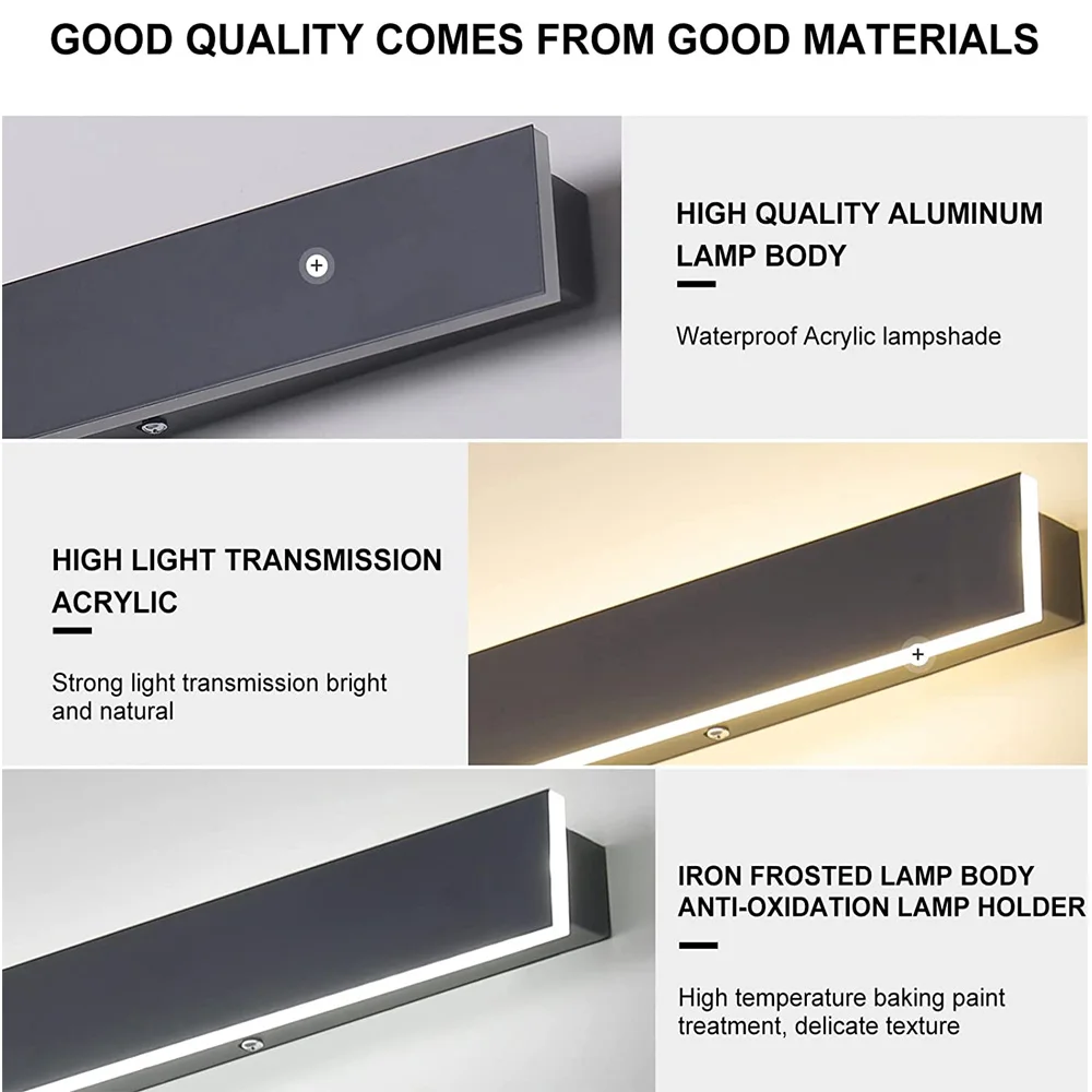 Black Modern  Surface Mounted Wall Lamps 110V 220V Outdoor LED Linear Wall Light for Home Villa Wall  Decorations