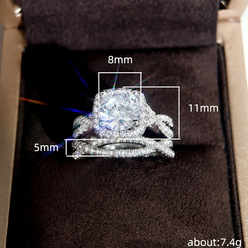 Factory Manufacturer Wholesale Brilliant Cut Moissanite Ring Set Women