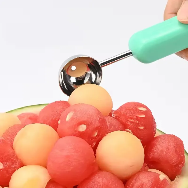 3 In 1 Fruit Ball Carving Knife Kiwi Fruit Scoop Melon Digger Fruit Jar Mashed Potato Baller Ice Cream Kitchen Tools