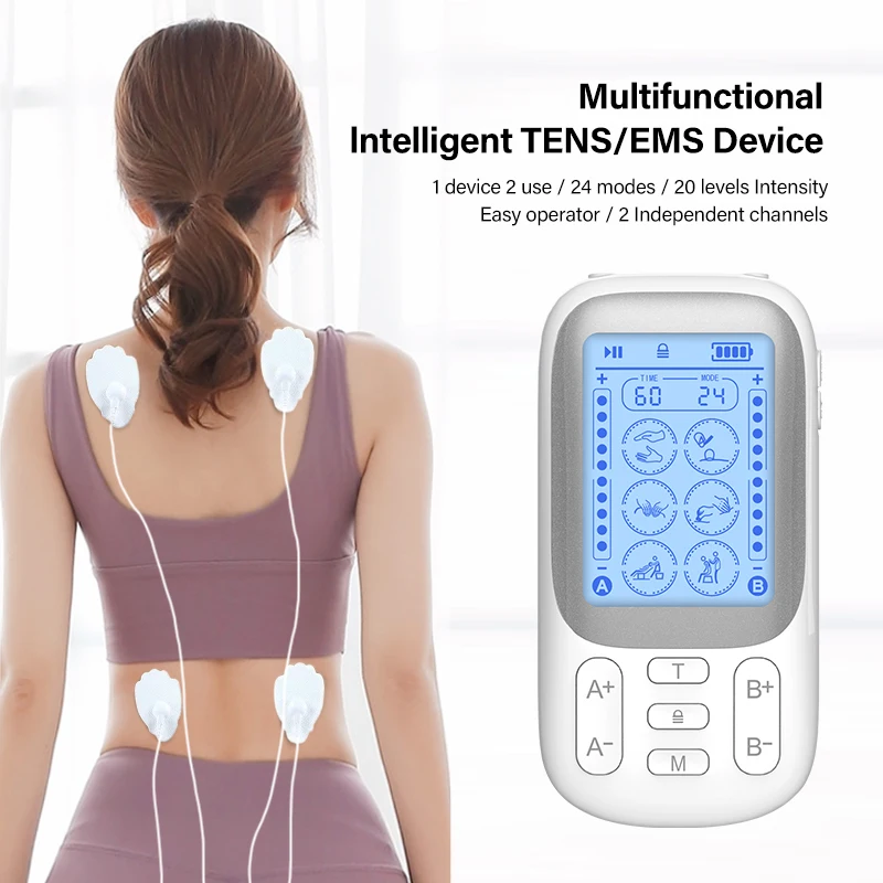 2025 new design 2 Channel 24modes digital tens unit Massager Electronic Pulse Massager Therapy Supplies Portable For Pain Relief