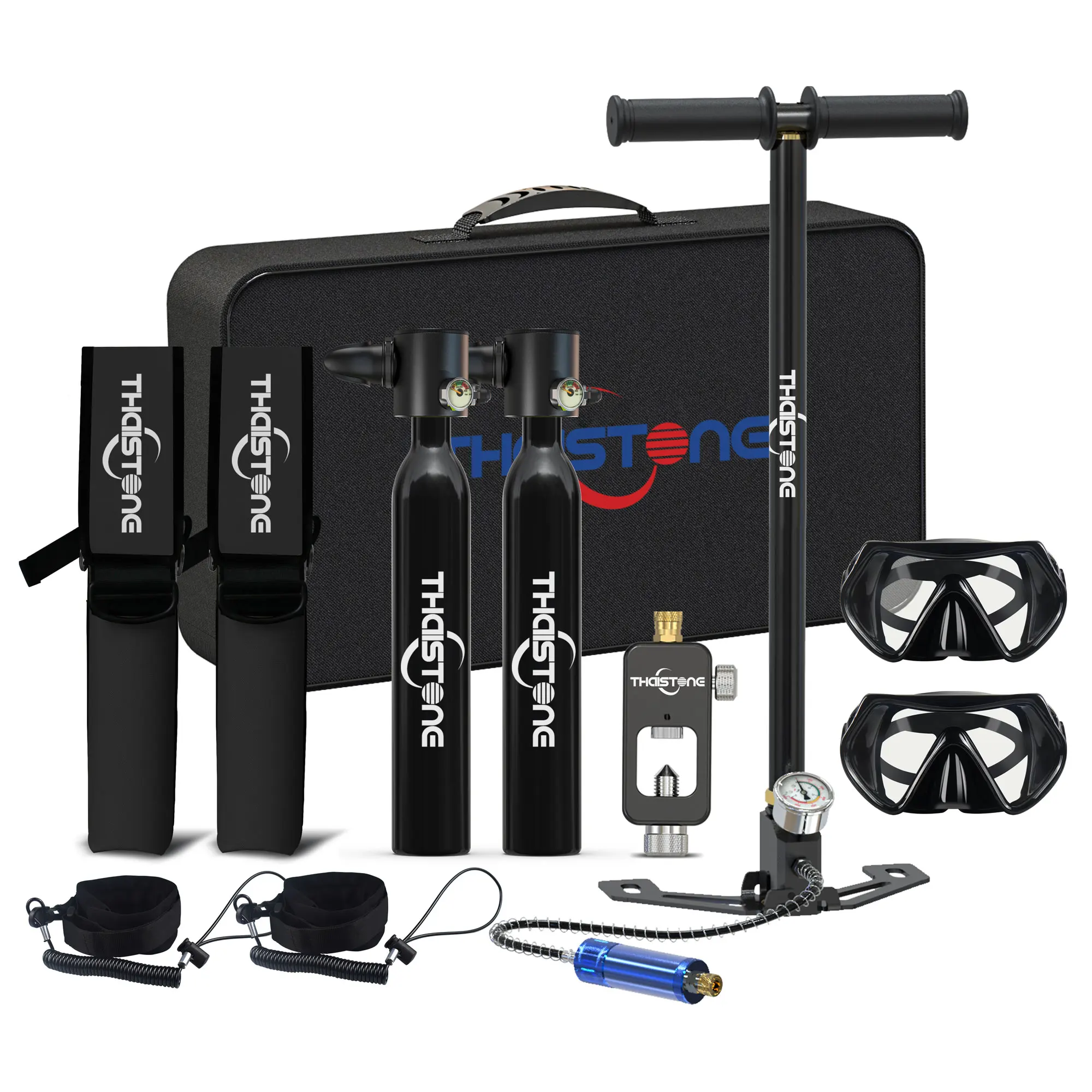 THAISTONE Two 0.5L Mini Scuba Diving Air Tank M03 Package C for Freedive Snorkeling diver 5 Minutes breathing OEM logo