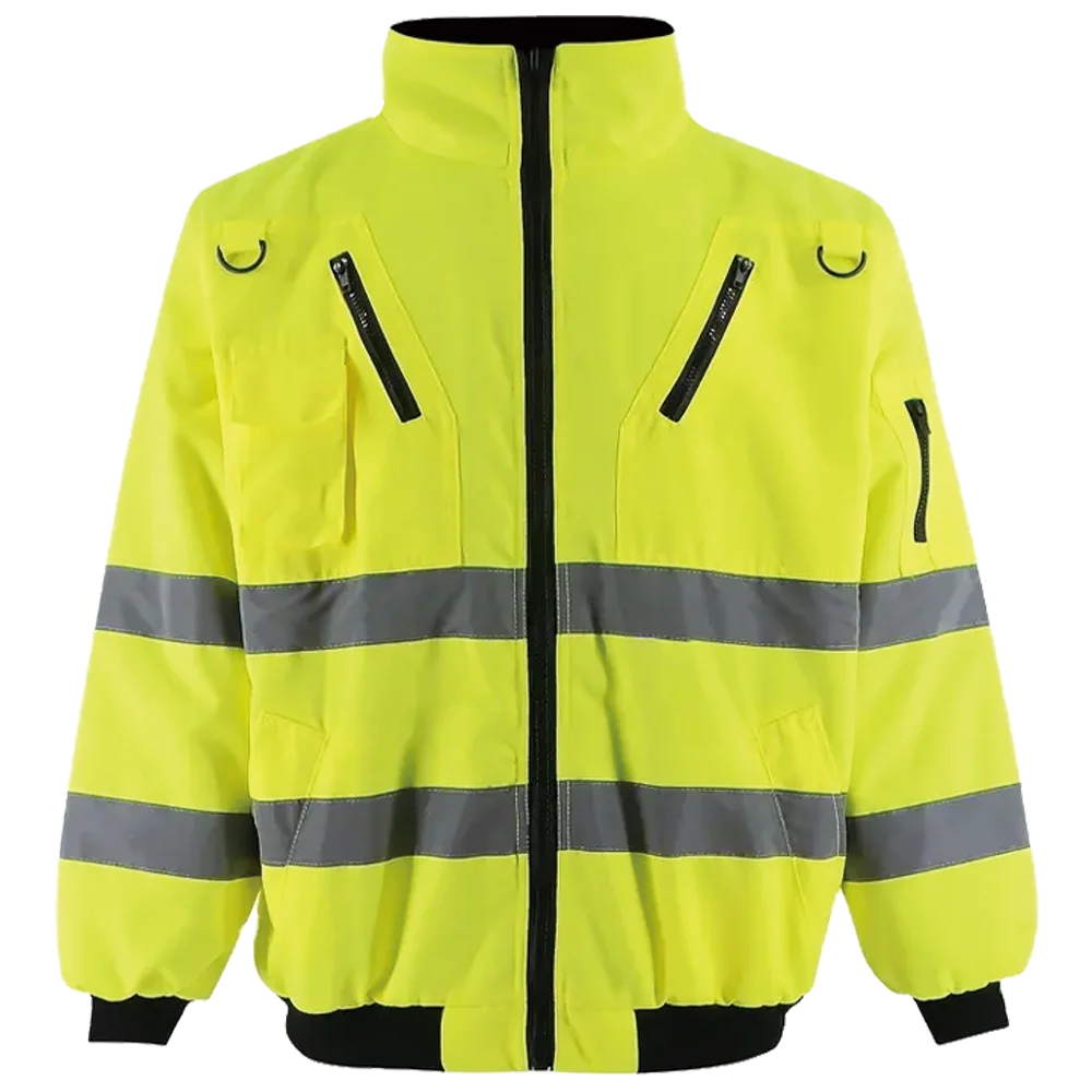 Wholesale Polyester Cotton Reflective Safety Jacket Winter Road Warm Fleece Lining Reflective Safety Jacket