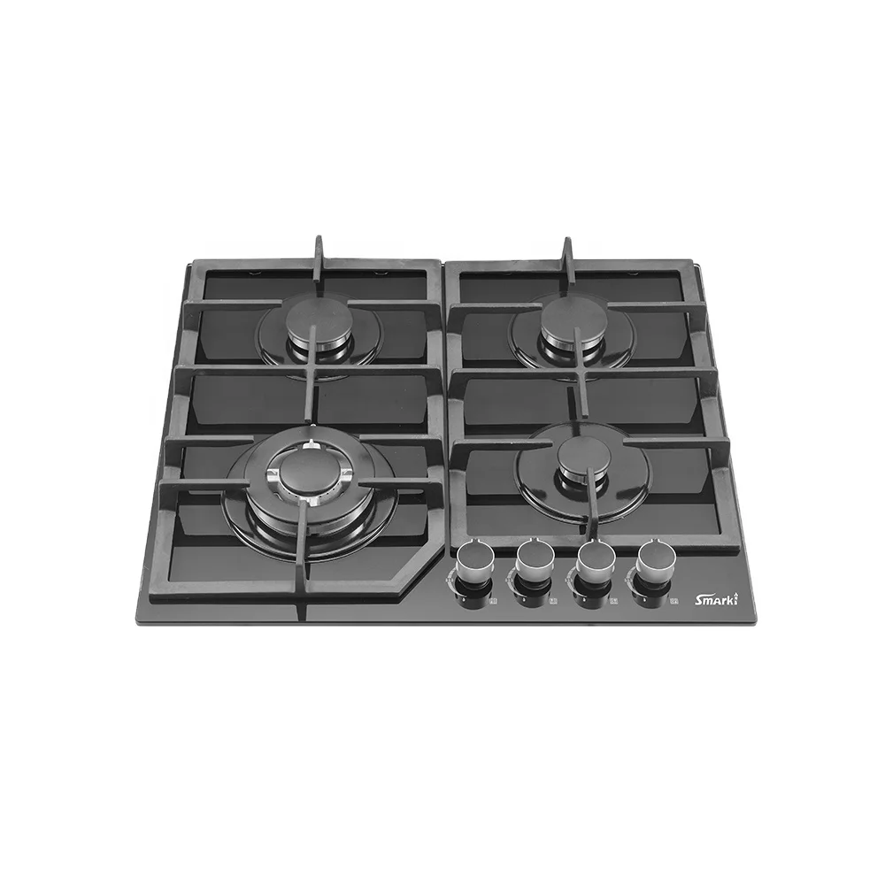 Y2024 Ceramic Glass Gas Hob 4 Burners Gas Cooktop Cast Iron Pan Support Grill Built in Gas Stove SG45914