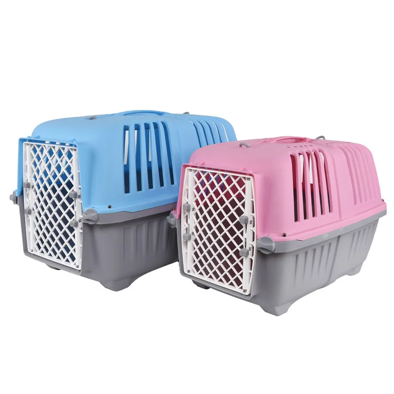 Durable Pet Airline Approved Carrier Box Bag Plastic Dog Carrier Travel Trolley Cage Large Space