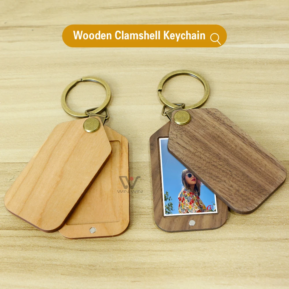 Blank Square Shaped Wood Photo Keychain Custom Logo Wood Keychains For Gift Lovers And Family