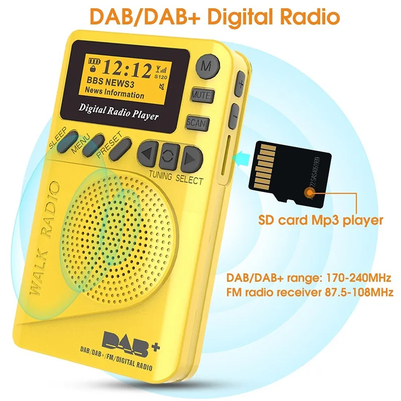  DAB-P9 мини Карманный Радио портативное цифровое радио DAB + аккумуляторная батарея FM с