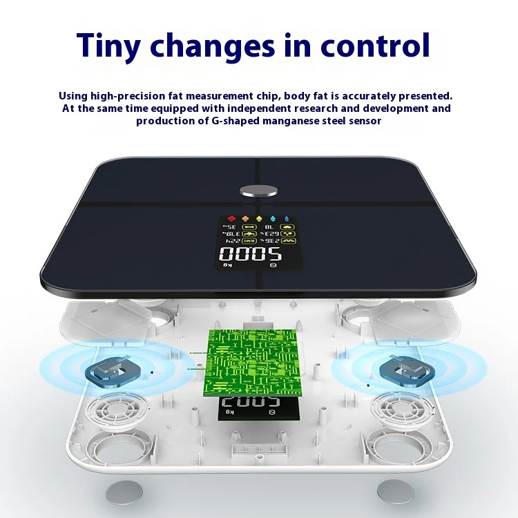 Black Smart Body Fat Scale New USB Chargeable Digital VA Screen Weighing Balance ITO Conductive Glass 180kg Max Weight