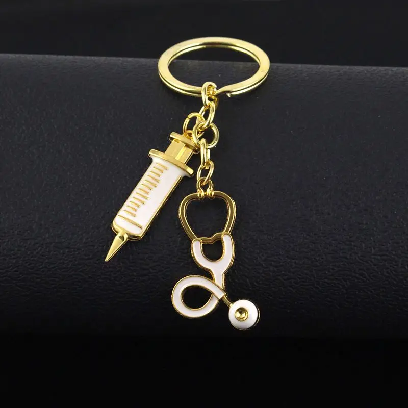 fashion XNG Medical Key Chain Needle Syringe Stethoscope Thermometer Cute key Chain 3d medical keychains