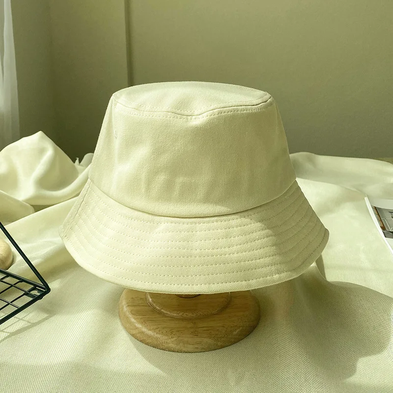 Wholesale unisex flat top wide brim plain blank cotton custom bucket hat