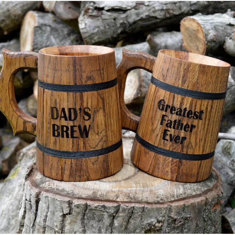 Caoxian Huashen gifts for best men gift for him groomsmen gift wood beer cup barrel type wooden beer mug