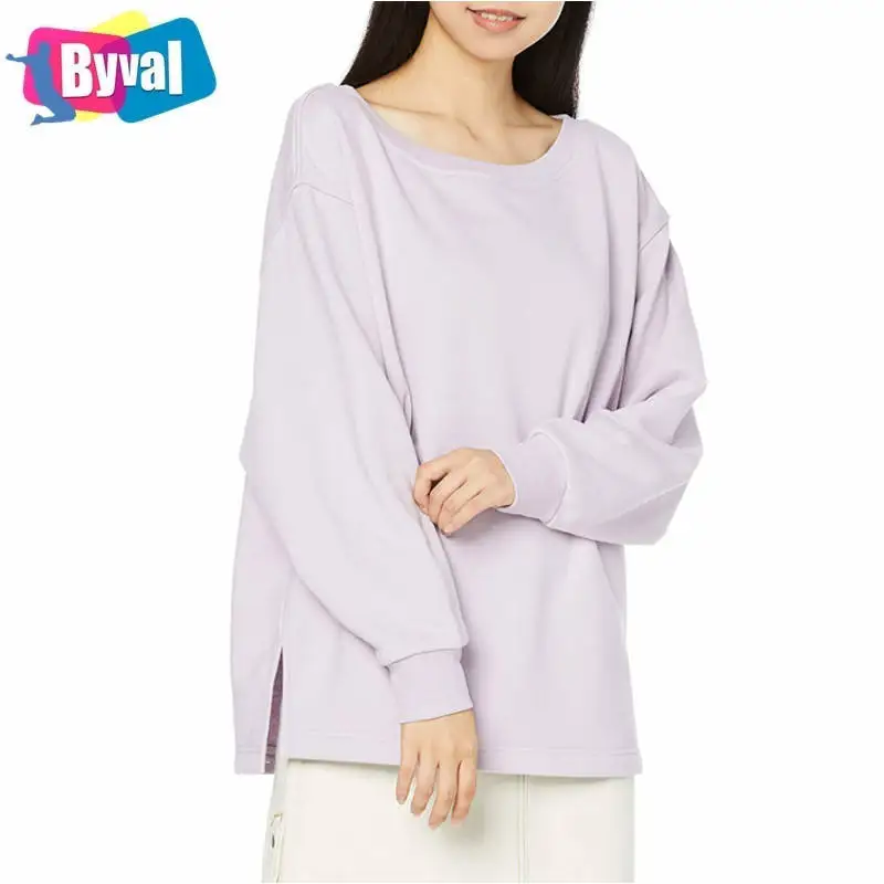 Light Breathable Pure Cotton Custom Logo 2022 Sport Sweatshirt Custom Off Shoulder Long Sweatshirt For Women