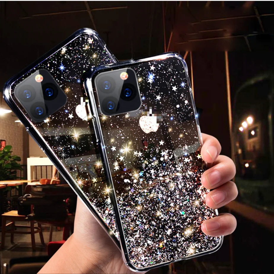 Now glue dropping powder mobile phone case plastic transparent soft shell for iphone 11 pro max phone case cover wholesale