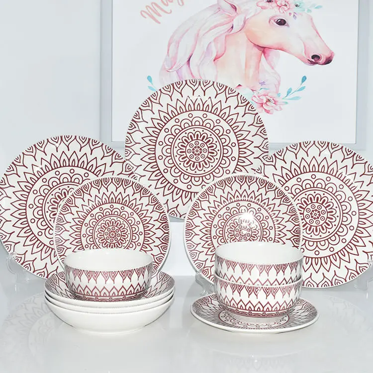12 persone set porcelain 1 set 24 fashions high quality pattern real china online luxury fine 52pcs bone china dinnerware sets