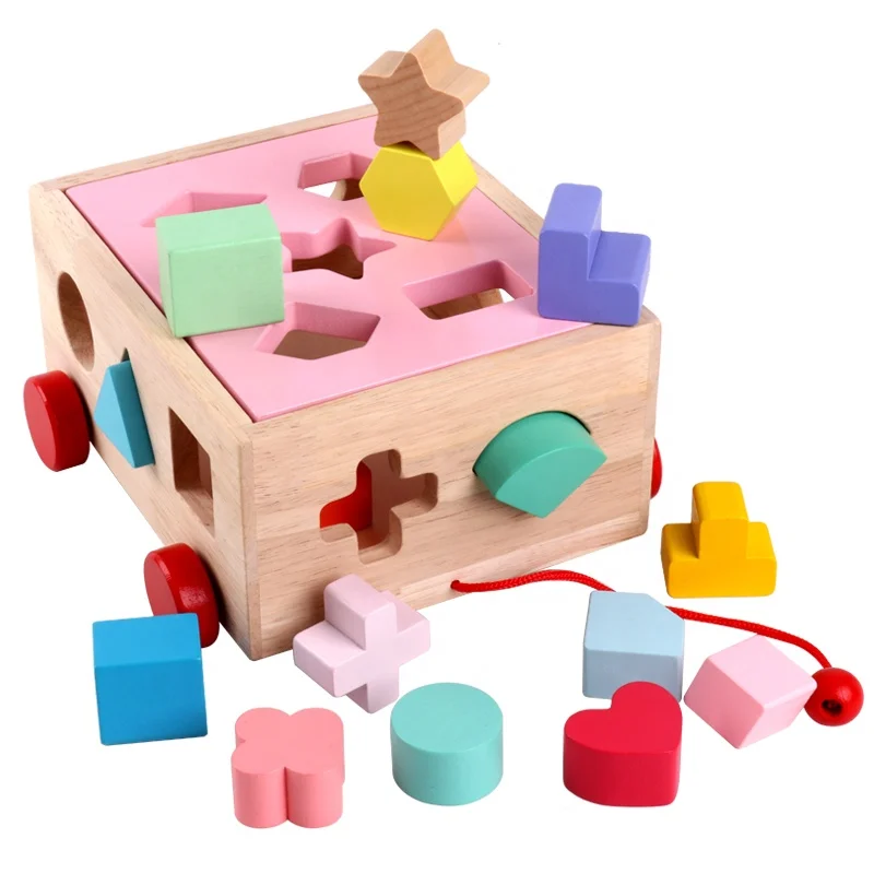Kids Toys Wooden Shape Sort Geometric Shapes Building Blocks Matching Cognition Training Early Educational Toys For Children