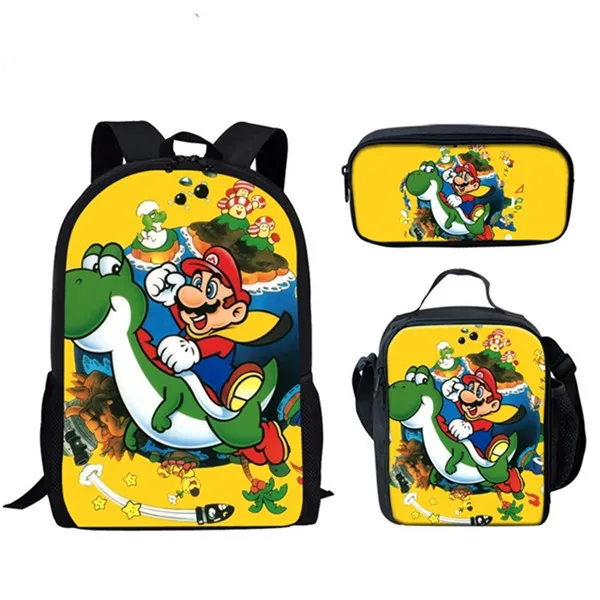 Large School Bags Set Boys Children Backpack Kids Anime Super Mario Bros Printed Primary Mochila School Bagpack