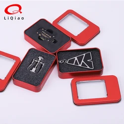 Rectangular Wholesale Windowed Red Tin Box 87*60*18mm Metal Box Badges Medals Gift Small Custom Tin Box