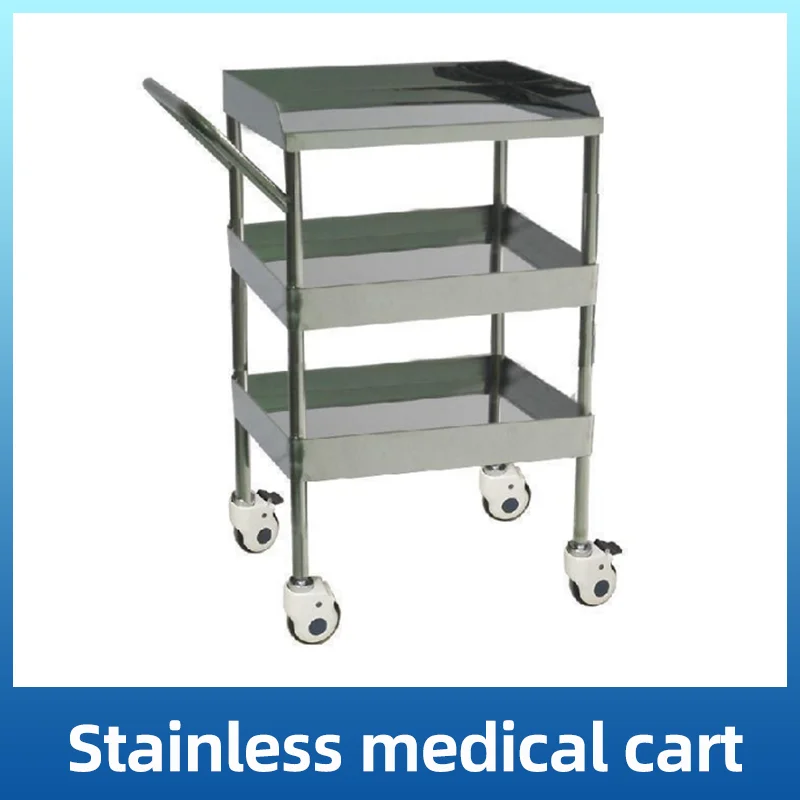 Hospital Stainless Steel with Two Drawer Medical Instrument Trolley,  Nursing Stainless Steel Trolley