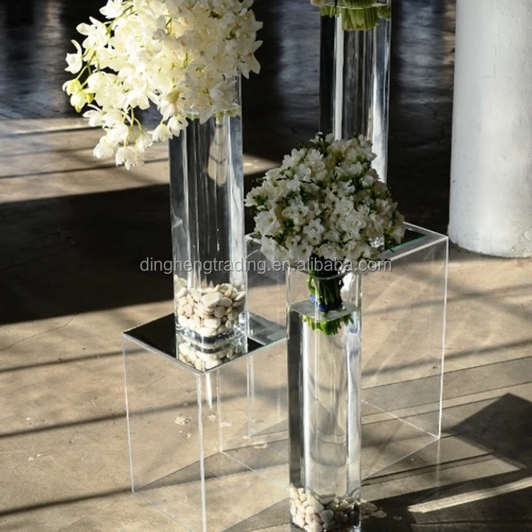 Clear Acrylic Wedding Plinths Pedestal Table Display Stands