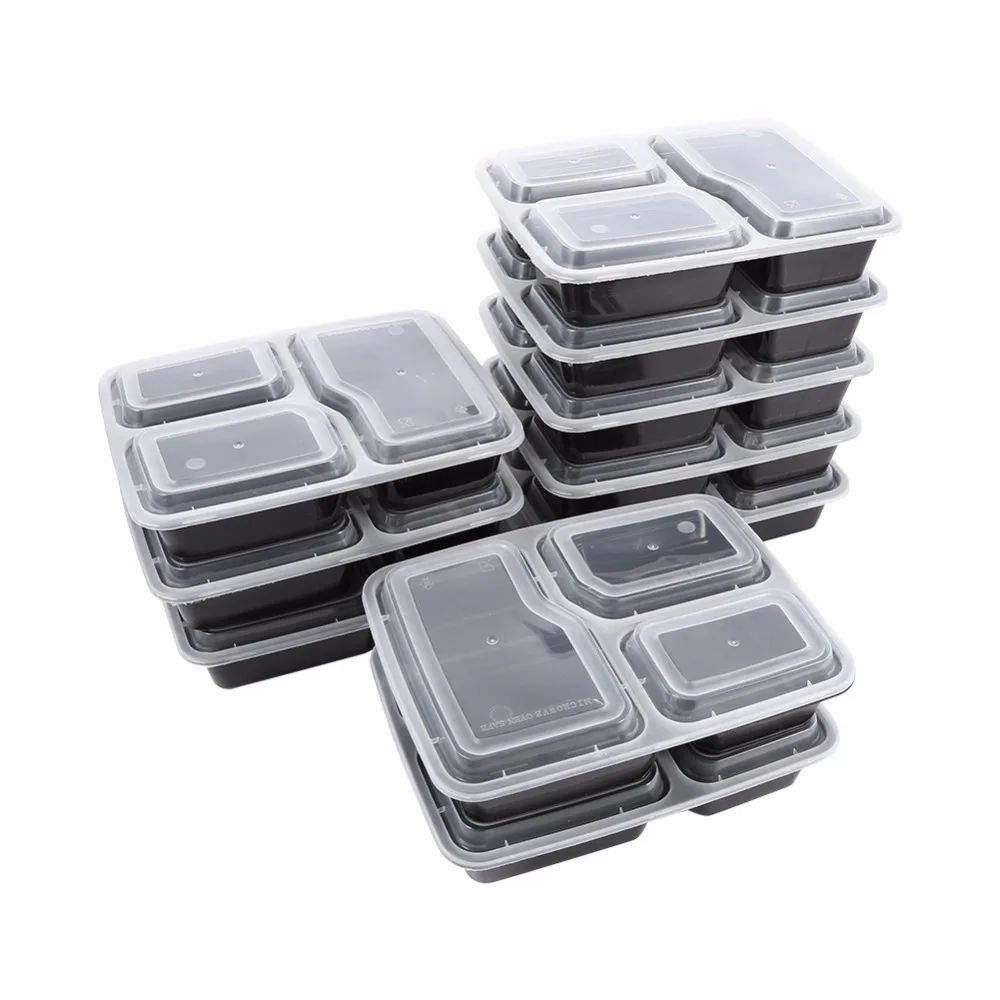 Manufacturer Black rectangular plastic lunch boxes disposable plastic takeout food containers