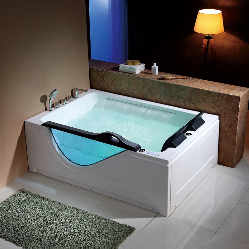 Multifunctional Acrylic Bath Tub 2 People Jaccuzi Glass Whirlpool Massage Corner Bathtub