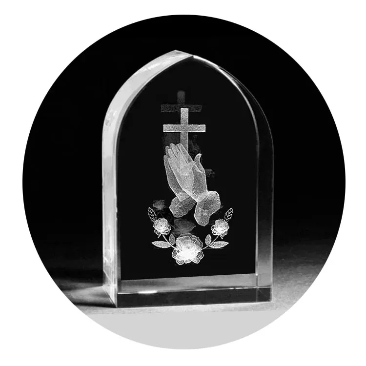 Jesus Cross Angel Design Religious Crystal For 3D Laser Engraving Crystal Cube Souvenir Gifts