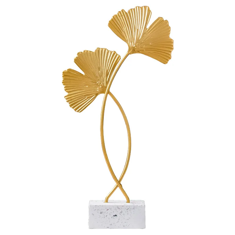 
Light Luxury Golden Wrought Iron Ginkgo Biloba Ornaments Creative Home Desktop Wine Cabinet Soft Ornaments 