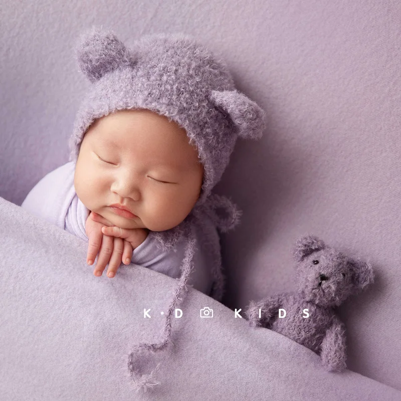New style studio photo props baby hat cartoon bear doll newborn photography props