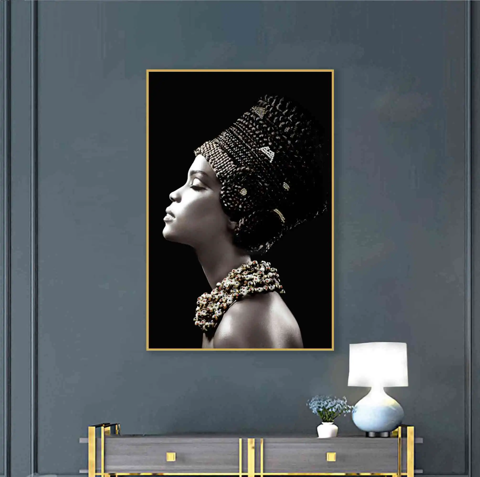 Black and white figure crystal porcelain painting large portrait paintings cheap wall art