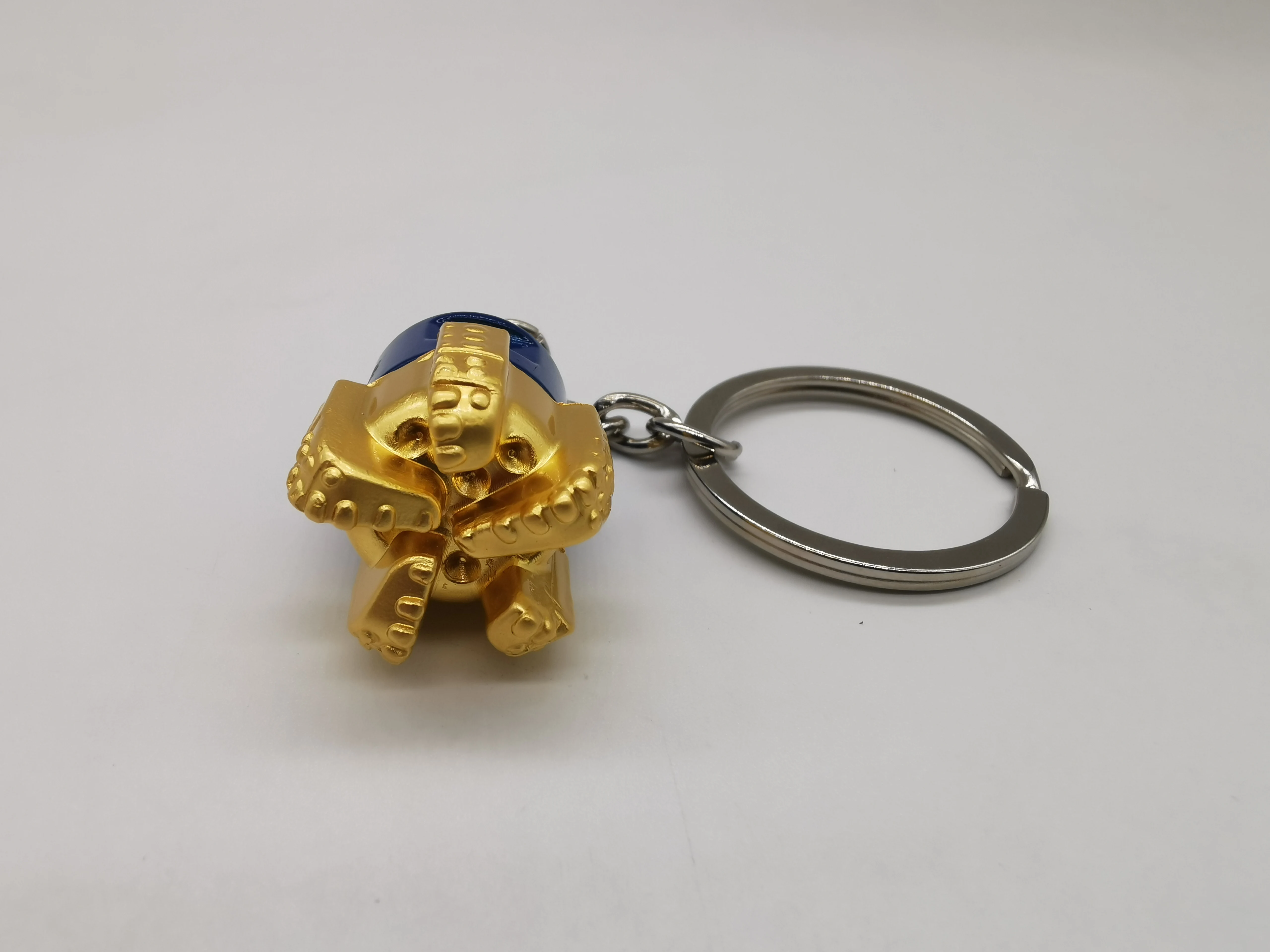 Bright Nickel Plating Drill Bit Keychains 3D Metal Roller Cone Bit Keychain