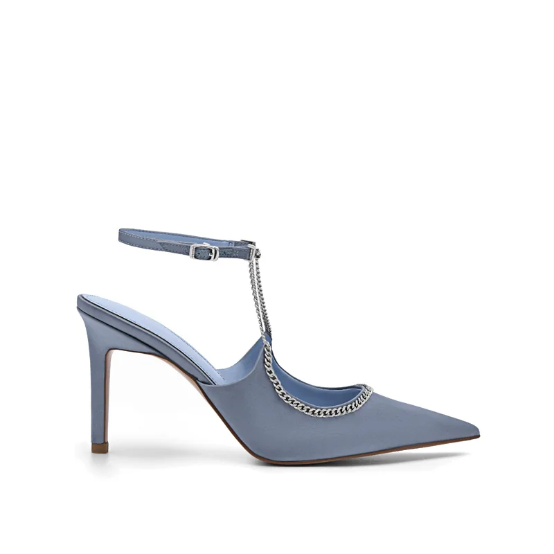 Женские Атласные босоножки на высоком каблуке со стразами