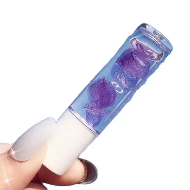 New cute transparent lip balm oil private label plant flower lipstick colorful liquid lip gloss