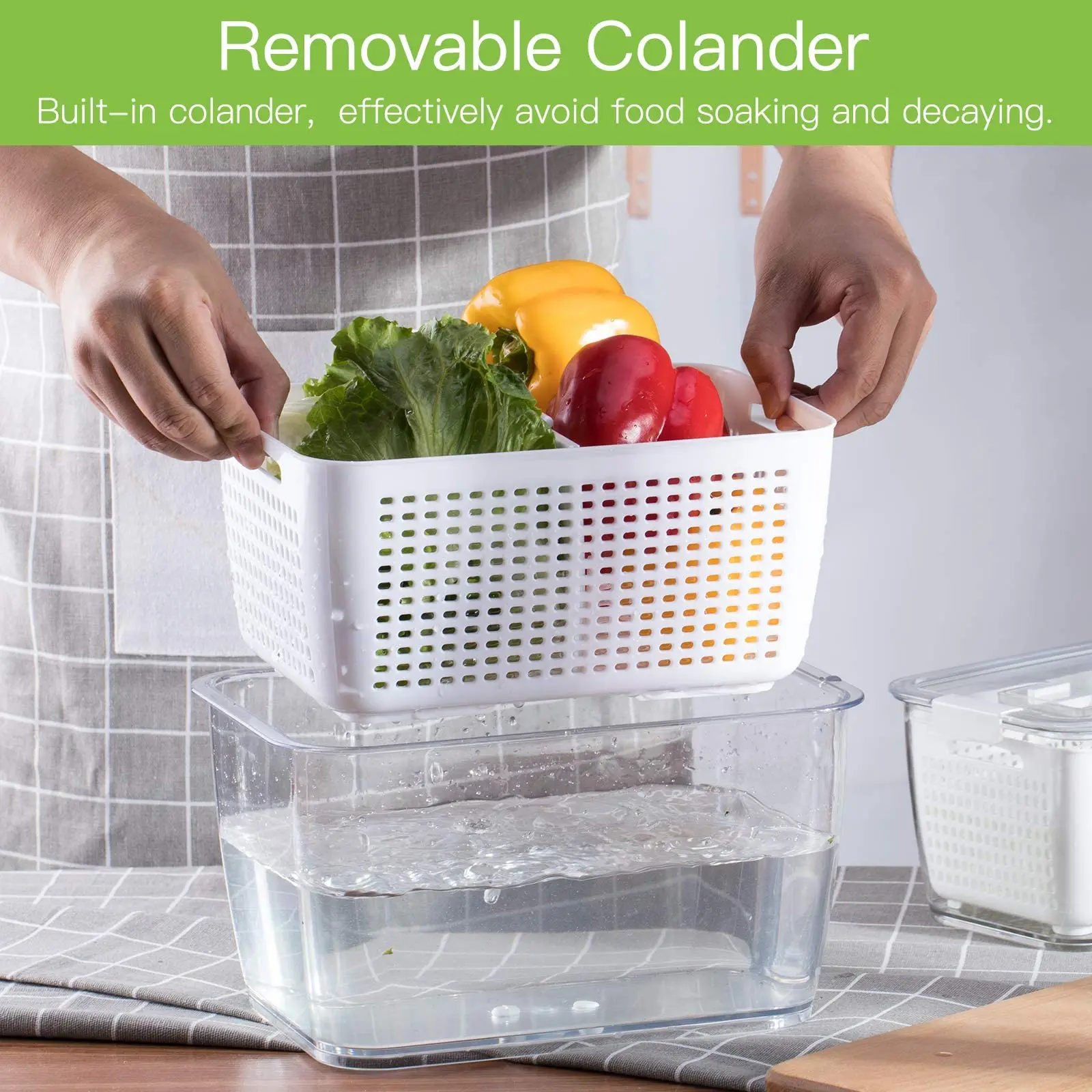 Vegetable Containers for Fridge Container Fruit Storage Organizer 3 Pack BPA-Free Fridge Organize plastic crisper box set