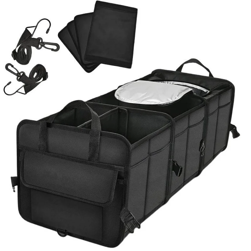 Multi Compartments with Reflective Strip Sturdy Collapsible  Durable Car Trunk Storage Organizer with Premium insulation cooler