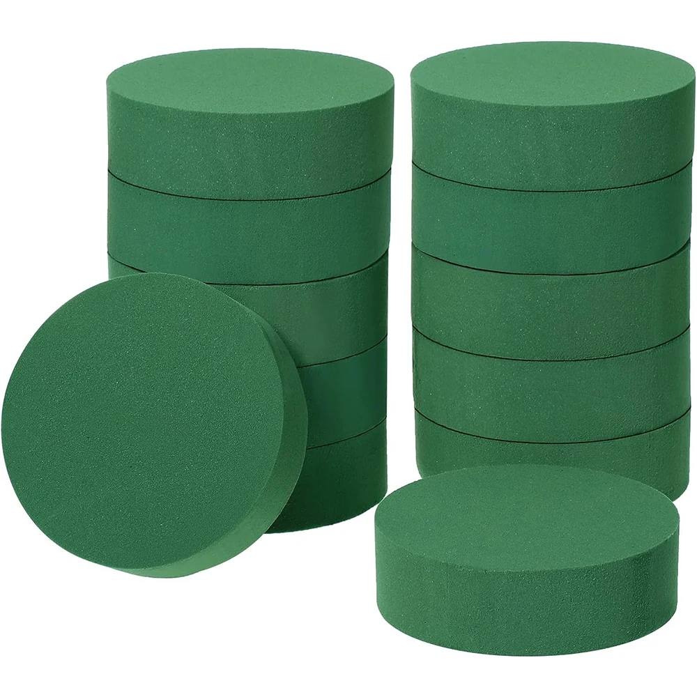 INUNION Green Dry/Wet Round Floral Foam Blocks for Fresh and Artificial Flowers