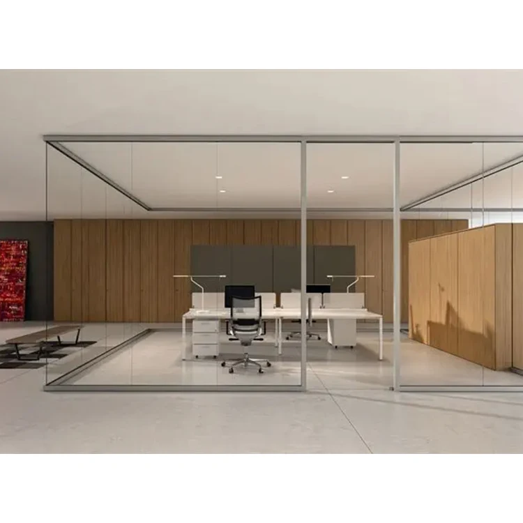 Высокое качество офисное одиночное стекло конфиденциальность офис изготовление на заказ интерьер стеклянная перегородка алюминиевая рамка стеклянные перегородки стены
