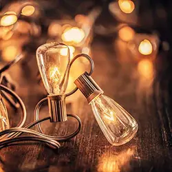 25ft 25 Clear ST35 bulbs Classic Patio Edison Garlands string light Black Brown cable Outdoor Christmas Wedding Party ornament