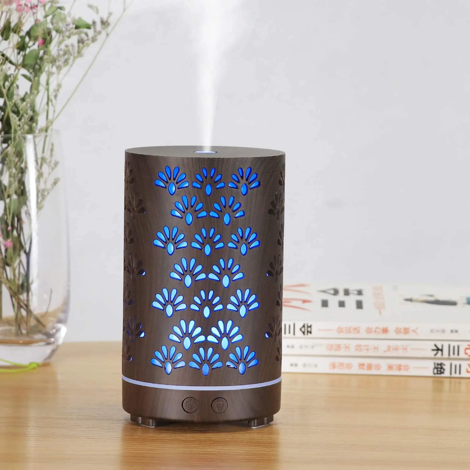 7 видов цветов Светодиодная лампа ультразвуковой охлаждающий туман для свежего воздуха деревянное зерно мини-ароматическое масло Humificador спа