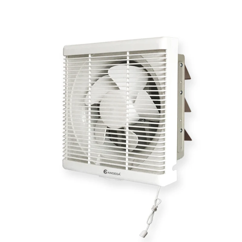 Angega AK6 8 10 12 inch Plastic Metal back Square Wall mounted Window shutter bathroom exhaust fan Kitchen Ventilation Fan