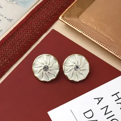 Vintage Multicolor Heart Flower Pearl Beads Enamel Earrings For Women Gold Plated Avatar Badge Stud Earring Fashion Wedding Part