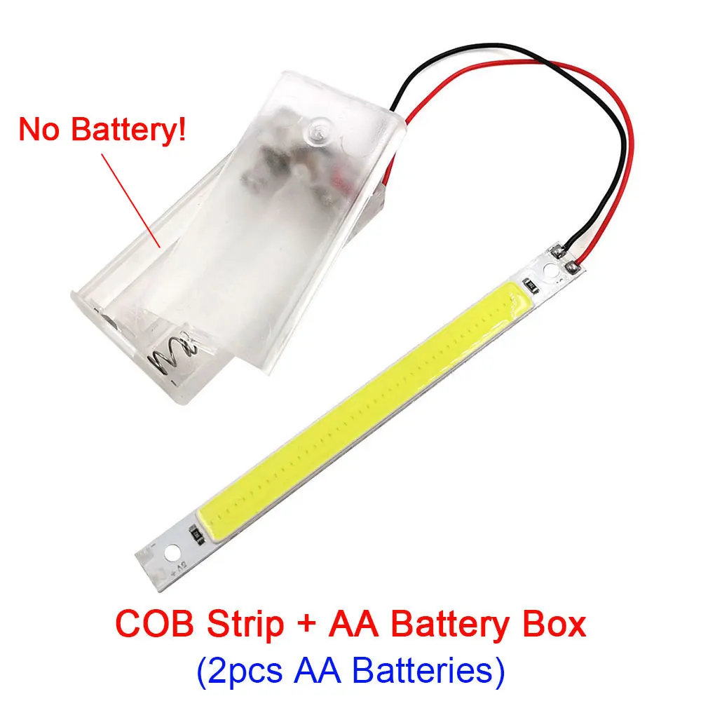 120x10mm 3V 5V COB Strip LED Light 5W Green Blue Red Yellow White Color for DIY Bulbs 3.7V USB Battery Powered LED Lighting