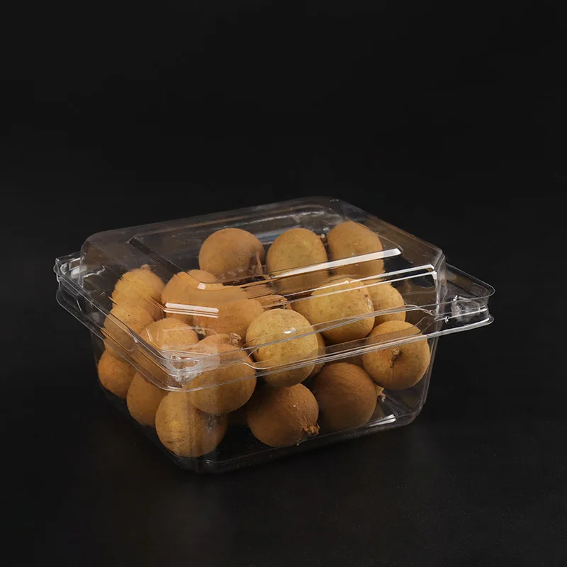 Factory Price Food Fruit Containers Transparent Pet Plastic Blister Box Clamshell Litchi Grape Box Packaging With Lid