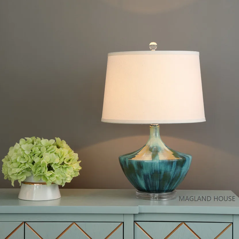 JLT-8101 classic blue finish Chinese ceramic table lamp light for living room