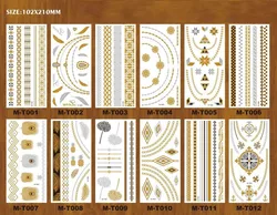 Custom printing on waist back arm gold silver metallic temporary tattoo stickers