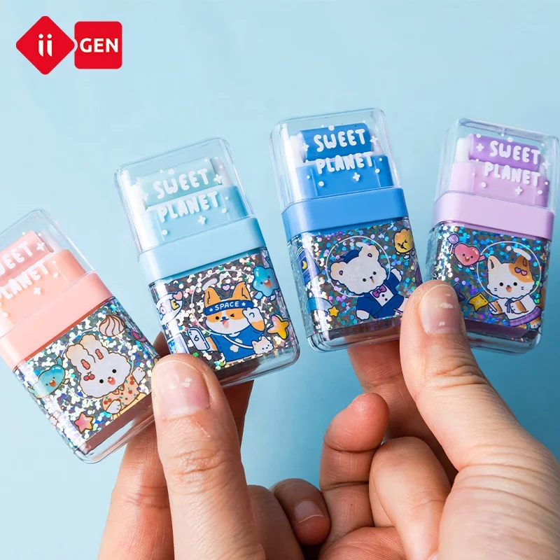 IIGEN Sweet Planet Roller Eraser Dust Free School Custom Shaped Eraser for Student Kawai Erasers