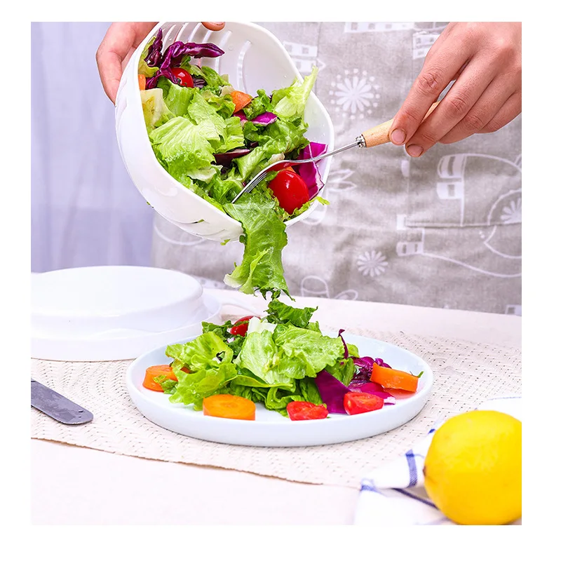 Salad maker multifunction vegetable chopper bowl plastic salad slicer vegetable cutter with lid